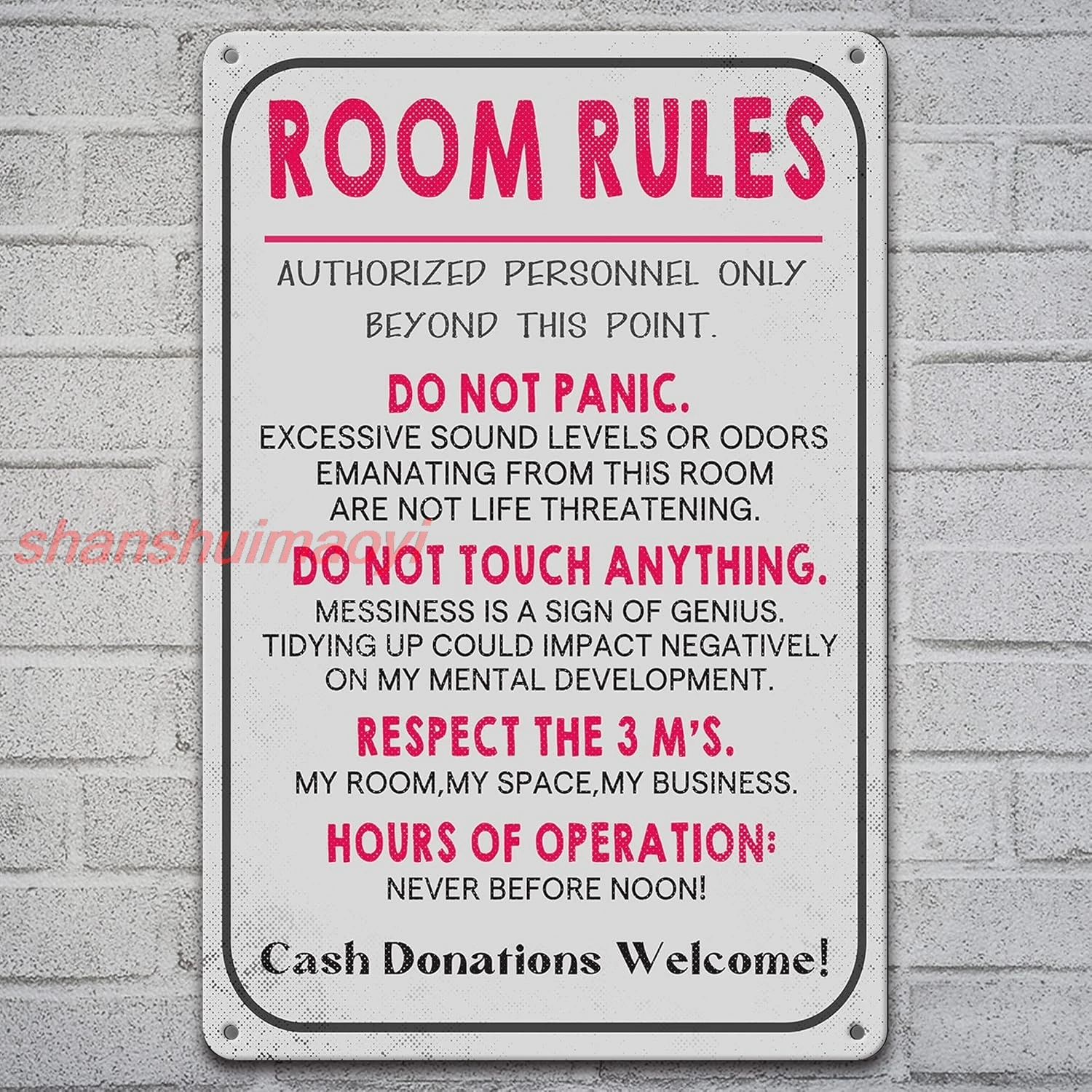 Metal Tin Sign Room,Room Sign For Teen Girls Bedroom Sign Decor Rules Teen Bedroom Man Cave Garage Bar Decor Signs Metal Ti sign