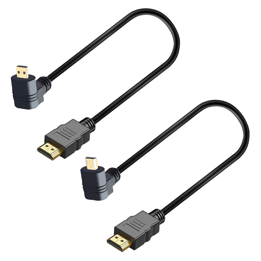 

Кабель, совместимый с Micro HDMI, 0,3 м/1 фута, совместимый с HDMI, адаптер с углом угла вверх/вниз, 90 градусов, поддерживает 3D 4K 1080P для камеры Gopro