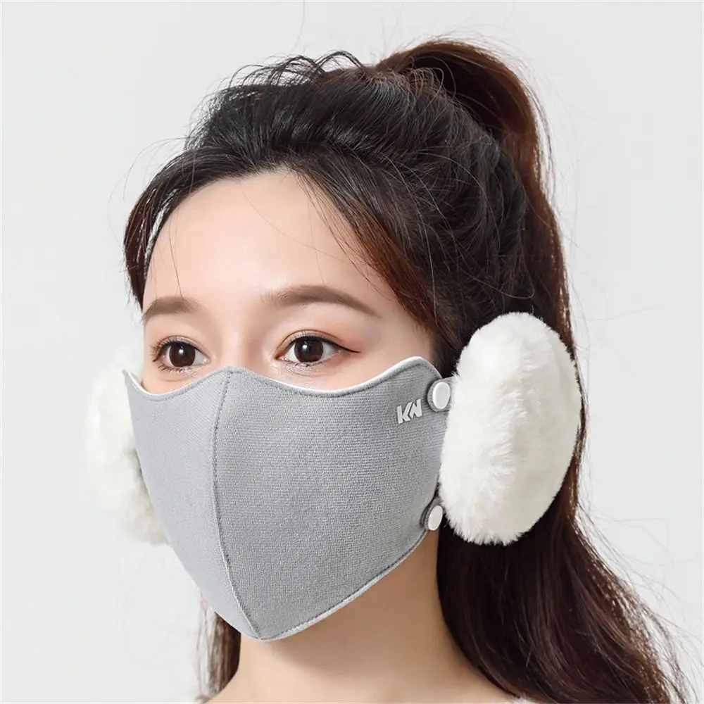 Fashion Winter Warm 2 in 1 Mask Earmuffs Dustproof Cold-proof Windproof Ear Warmer Breathable Cotton Earlap Women Girls