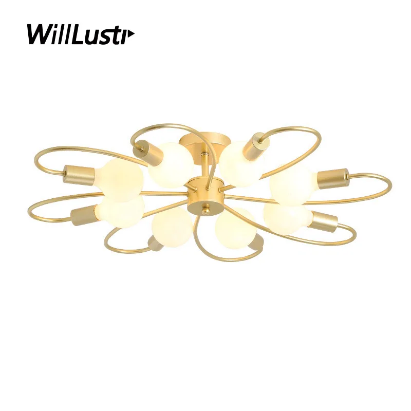 

Modern Metal Ceiling Lamp Creative Iron Flower Petal Light Hotel Cafe Living Dinning Bedroom Gold Black SemiFlush Mount Lighting