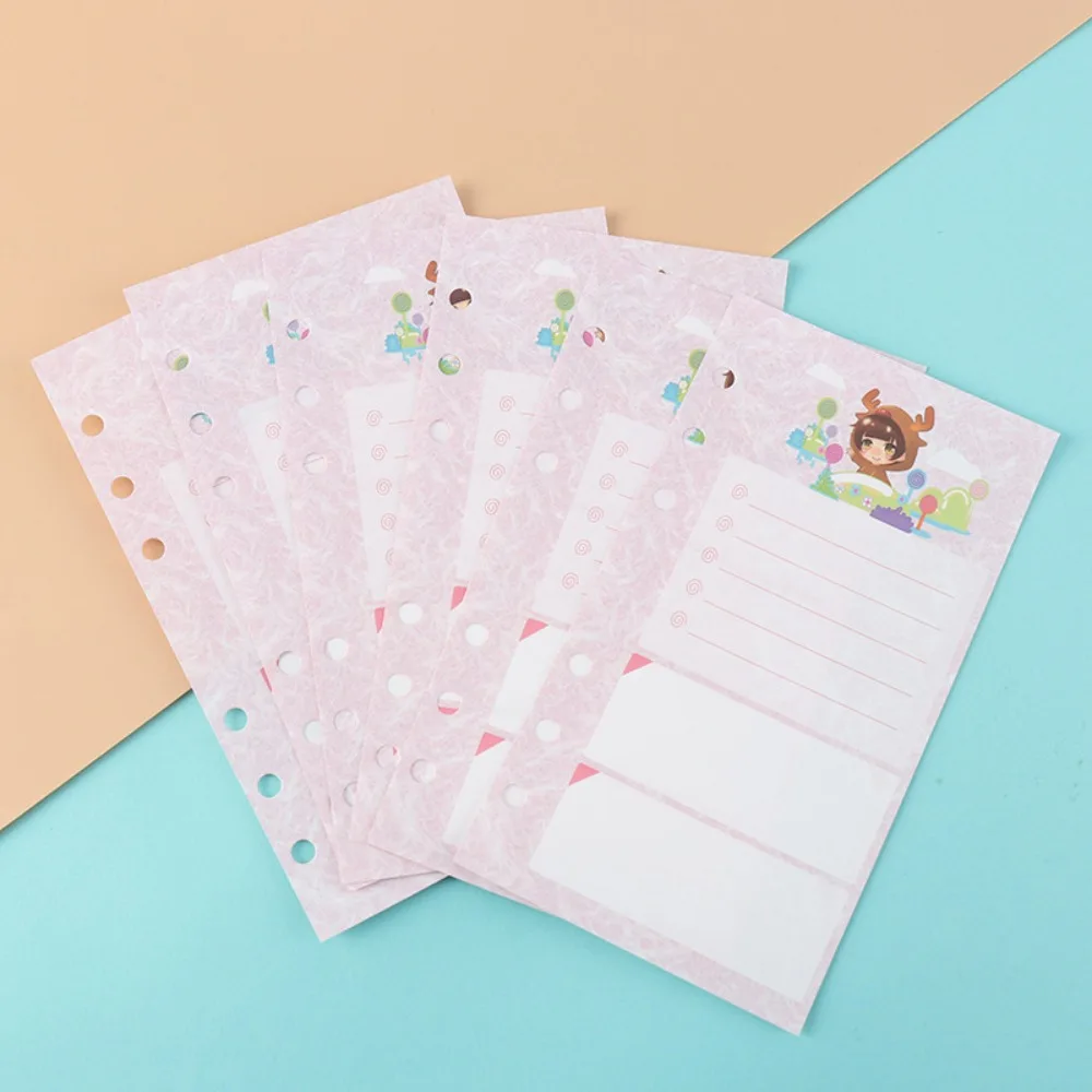 40Sheet A6 Loose-Leaf Notebook Refill Paper Tree Cartoon Inner Refill Spiral Binder Paper Line Grid Separator Page Paper