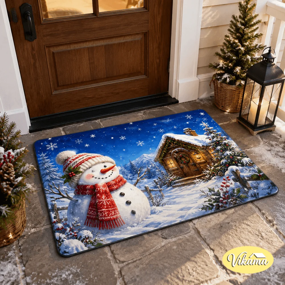 VIKAMA Flannel Entry Rug Christmas Theme New Product Living Room, Bedroom, Doorway, Bathroom Floor Mat Easy to Clean  Home Decor