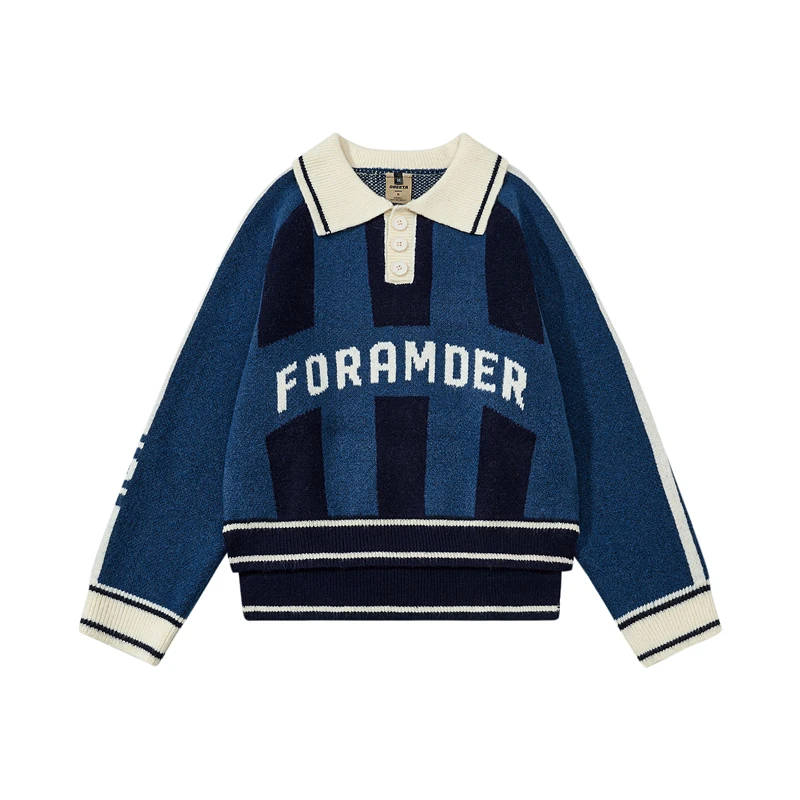 

GXFortune американский ретро полосатый свитер с воротником, вязаный длинный топ све для мужчин и женщин, теплая одежда для колледжа