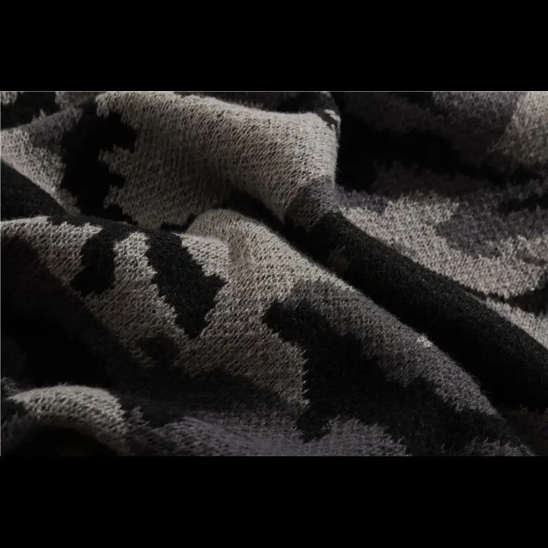 Autunno Inverno Trendy girocollo maglione lavorato a maglia da uomo sciolto casual mimetico casual quotidiano maglione jacquard pullover