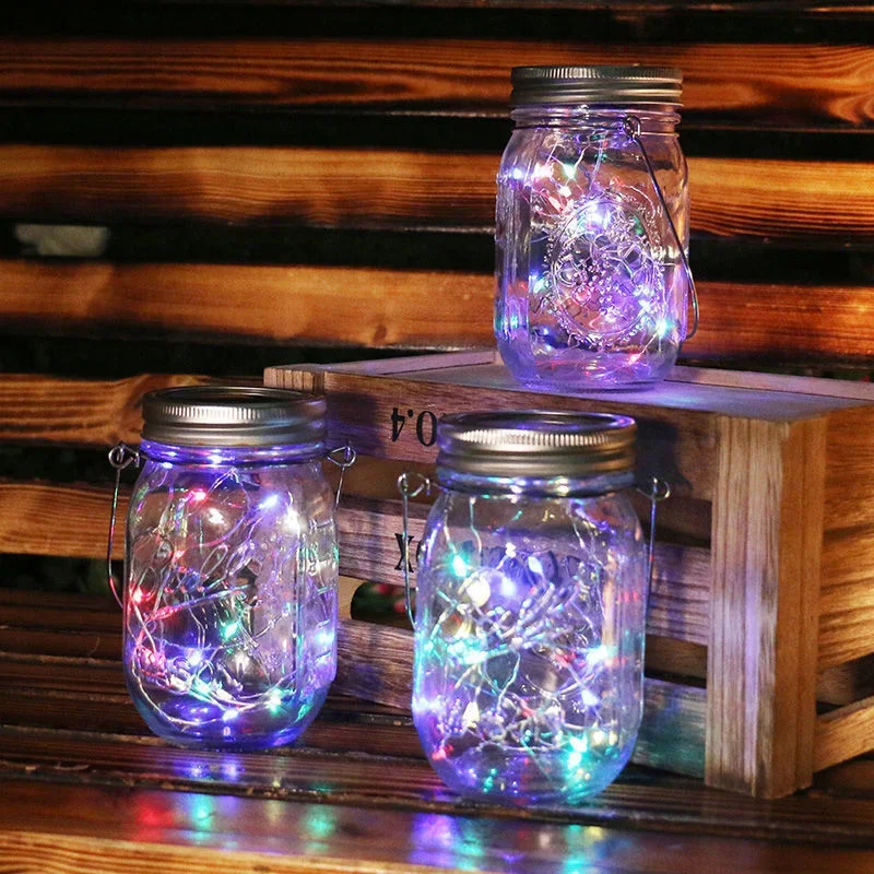 Solar Jar Lid String Lights Garden Christmas Fairy Lights Outdoor Wedding Decoration