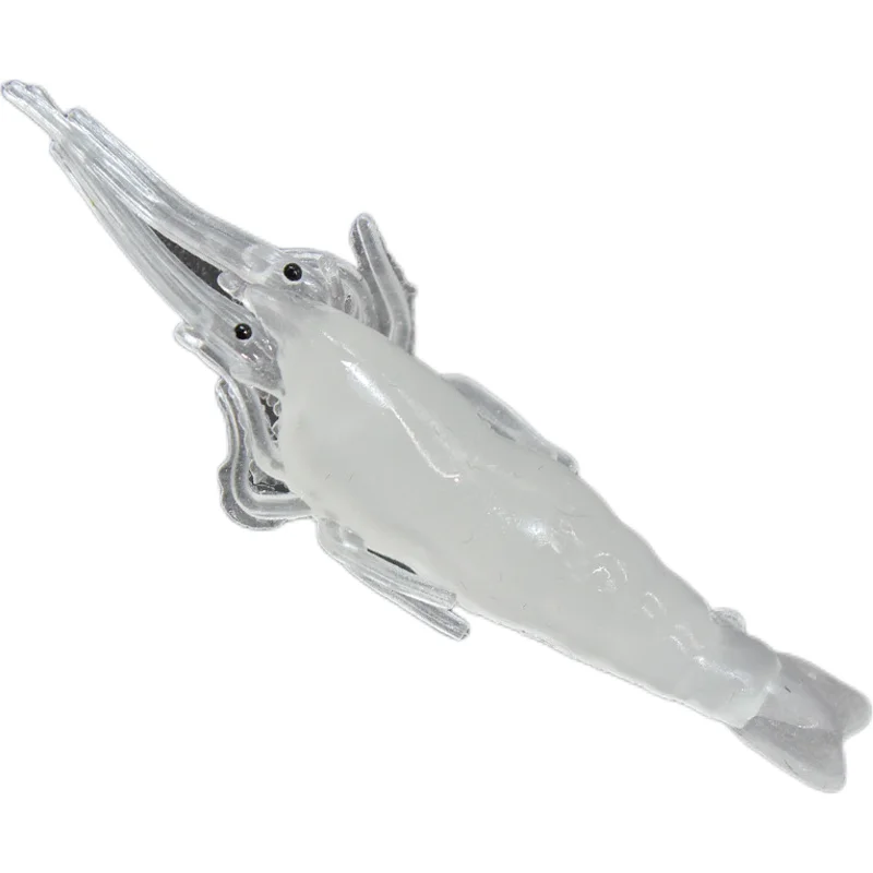 10 Stück gefälschter Garnelenköder mit BKK-Verstärkungshaken, kleines Gras, im Dunkeln leuchtender weicher Köder, kleine Garnelen-Fake-Köder, Angelköder