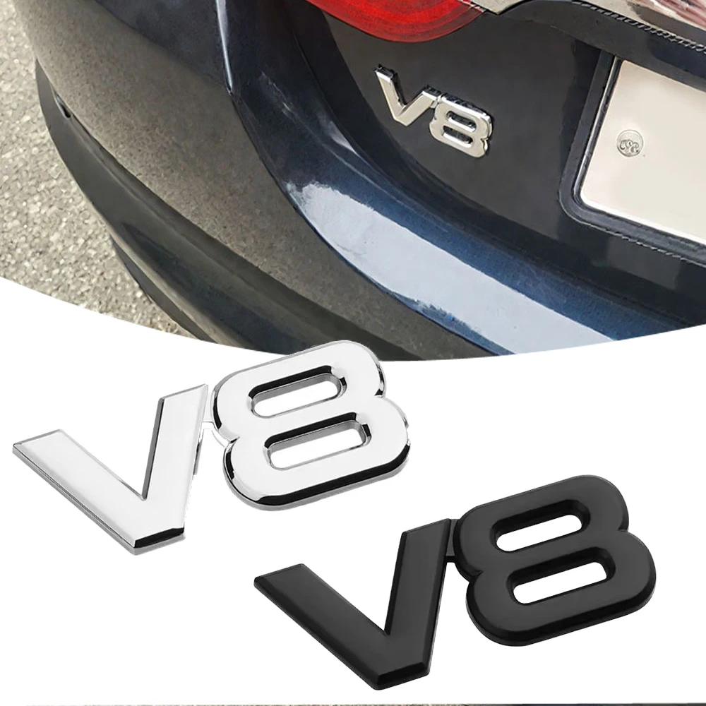 

1 шт., кузов автомобиля V8, Стайлинг, 3D наклейка, эмблема смещения двигателя багажника, самоклеящаяся декоративная наклейка, наклейка, аксессуары