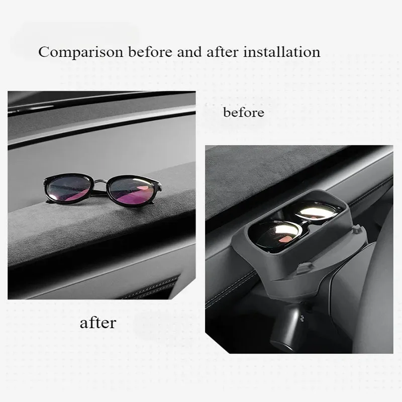 

For New Tesla Model Y Juniper 2025 Car Glasses Storage Box Car Mounted Sunglasses Organizer Storage Tray Interior Accessories