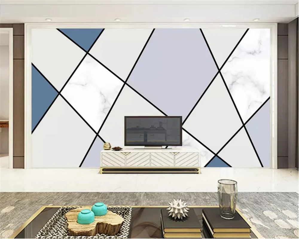 

Custom wallpaper 3d murals modern minimalist jazz white marble geometric square background wall living room bedroom 3d wallpaper