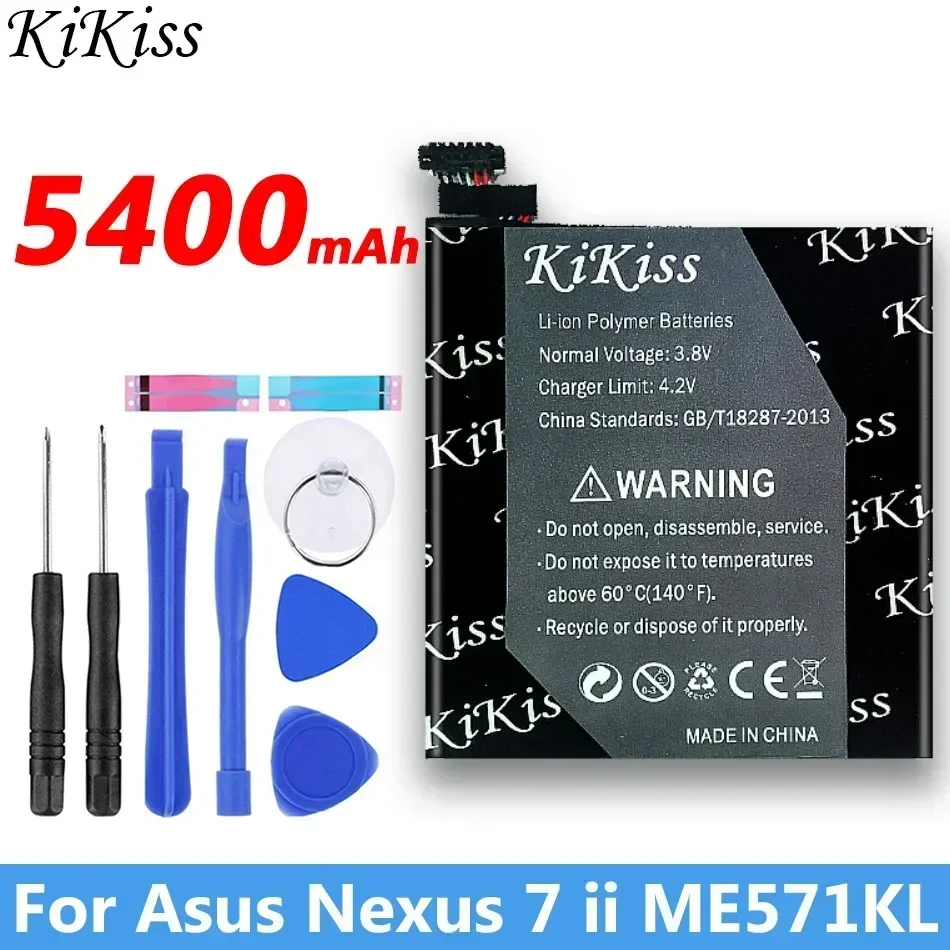 

KiKiss 5400mAh Battery C11Pn5H ME5Pn51 For Google ASUS For Nexus 7" 2nd Gen ME571 ME571KL C11P1326 + free tools