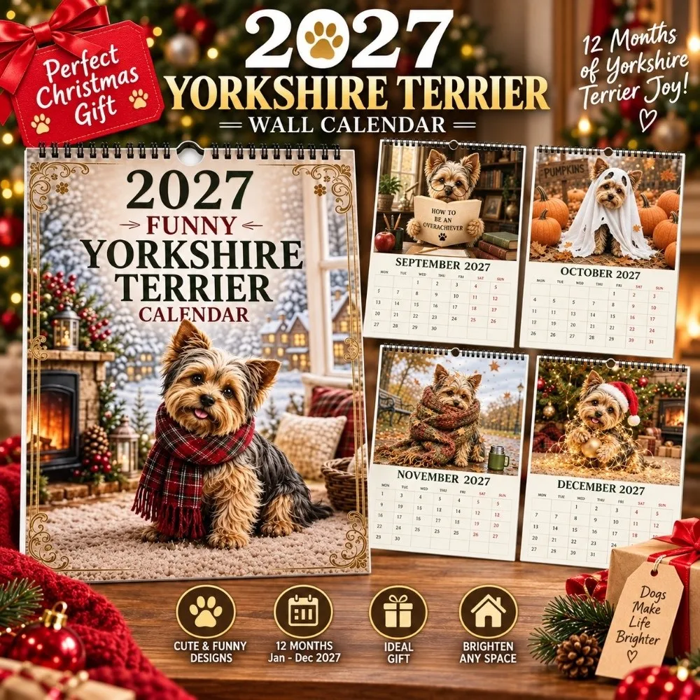 2027 Spiral Bound Dog Calendar Dog Theme 12 Month Wall Planner Funny Print Hanging Hole Monthly Calendar For Pet Lover Gift