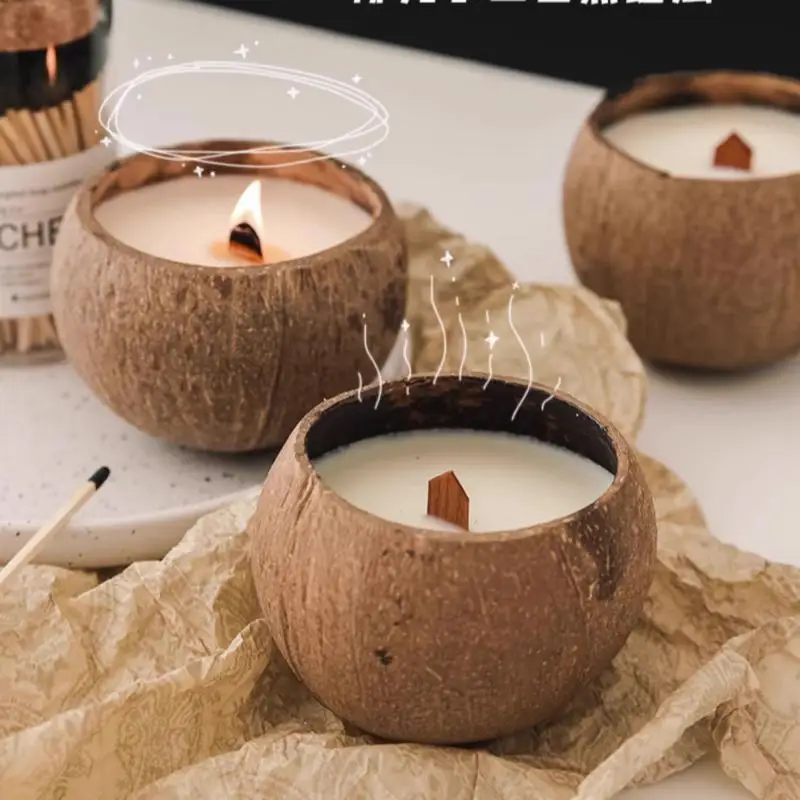 Imagem -06 - Coconut Shell Aromaterapia Vela Quarto Atmosfera Pequeno e High-end Natural