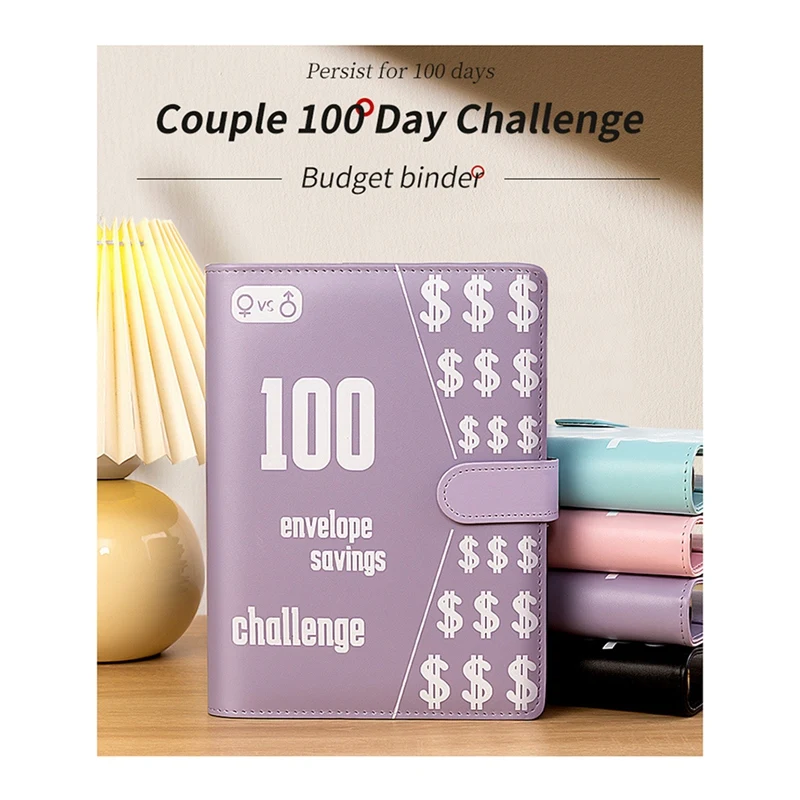 100 Envelope Challenge Binder, A5 Savings Binder With Cash Envelopes,Budget Binder For Planning And Saving About 23.4 X 17.5Cm