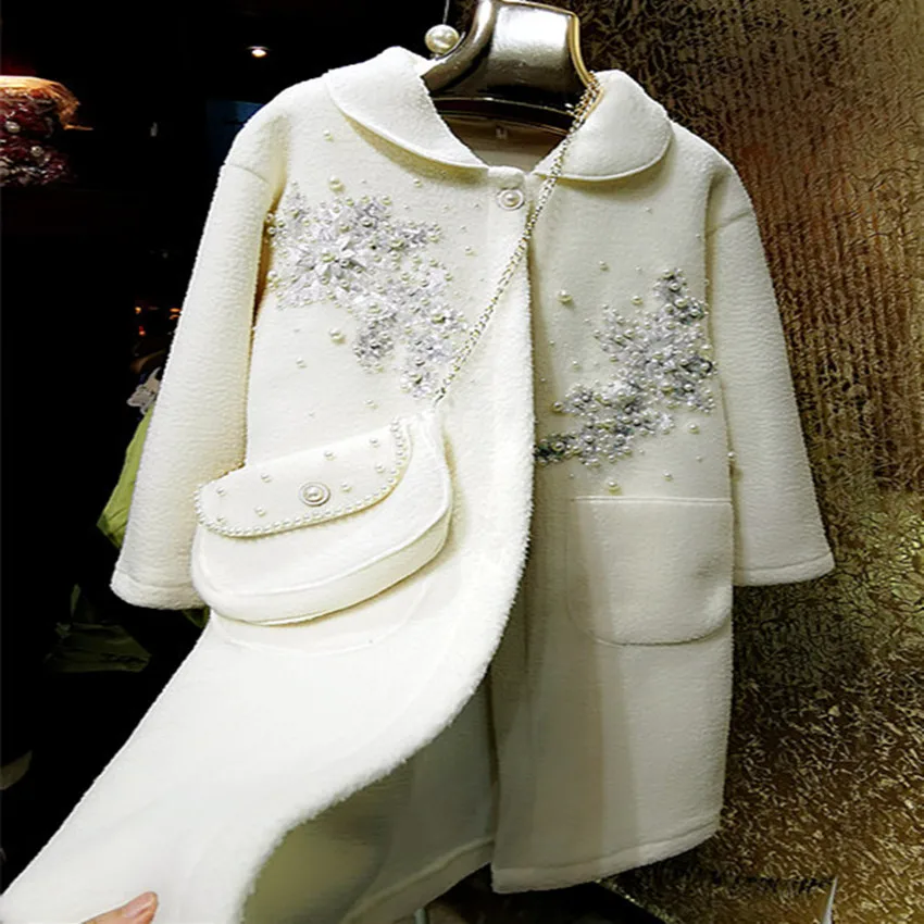 

Autumn winter Gorgeous classic fashion beading sequin fur coat + bag women warm outwear
