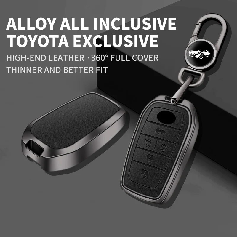 Cow Leathe Car Key Case Cover Shell Protector For Toyota Land Cruiser 200 Prado Crown TLK 200 Yaris Cross Hilux Innova Camry