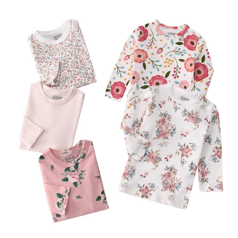 

(2-7 years Old) Children's Cartoon T-shirt Autumn Cute Print Baby's Clothing Boy Girl Base Shirt Baby Spring Top