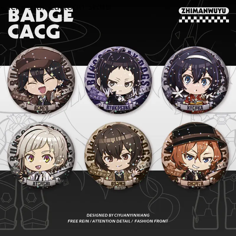 Nakahara Chuuya Nakajima Atsushi Dazai Osamu Akutagawa Ryunosuke Edogawa Ranpo Laser Emblema Pin Mochila Broche Botão de Roupas