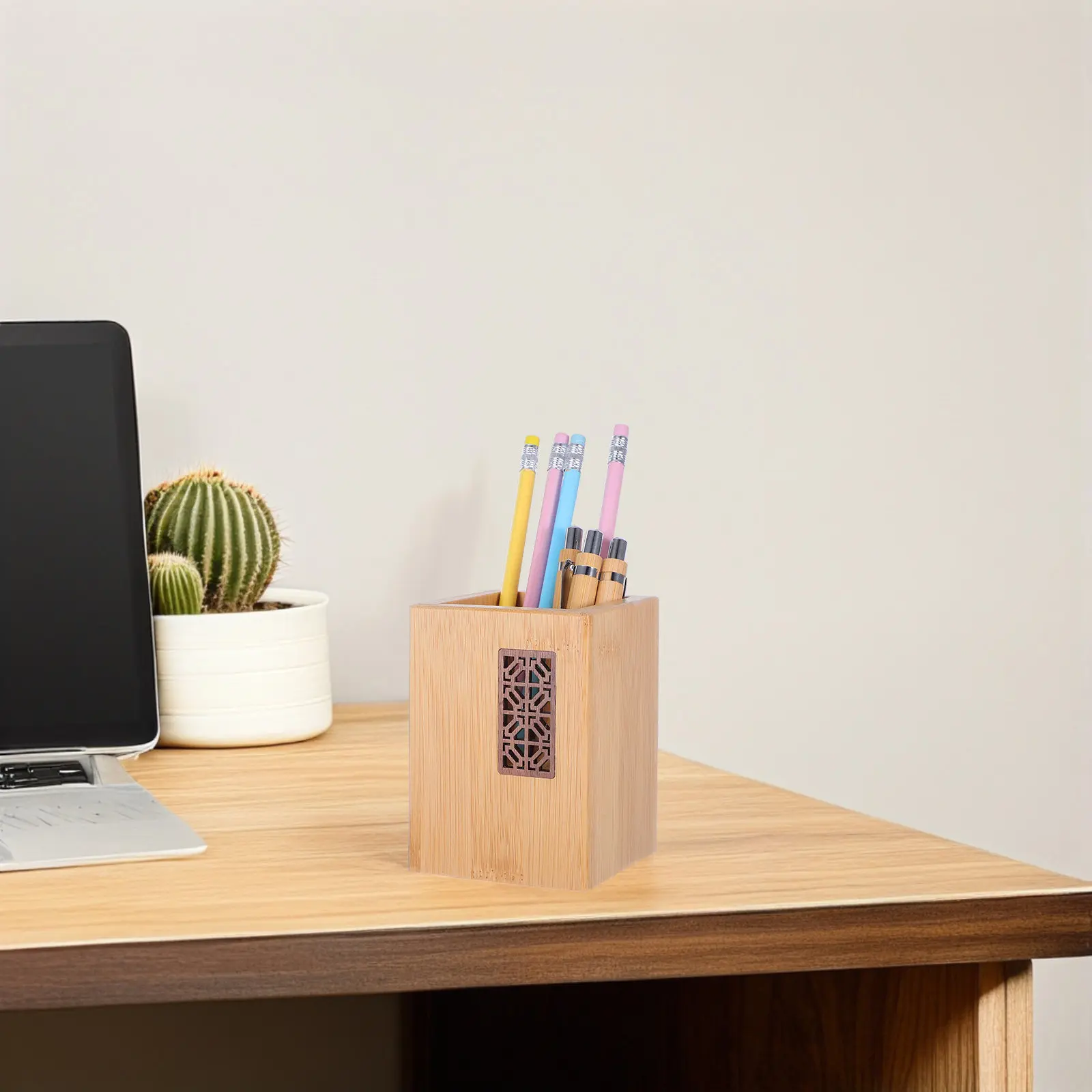 Bamboo Pen Holder Exquisitely Carved Multifunctional Desk Organizer Enhances Work Efficiency Bamboo Desktop Ornament and Storage