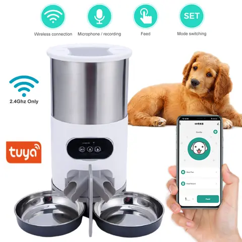 4.5L WIFI APP Automatic Pet Feeder Dry Food Dispenser Voice Recorder Timer Feeding Vending for Large Cats Dogs Smart Pet Bowl
