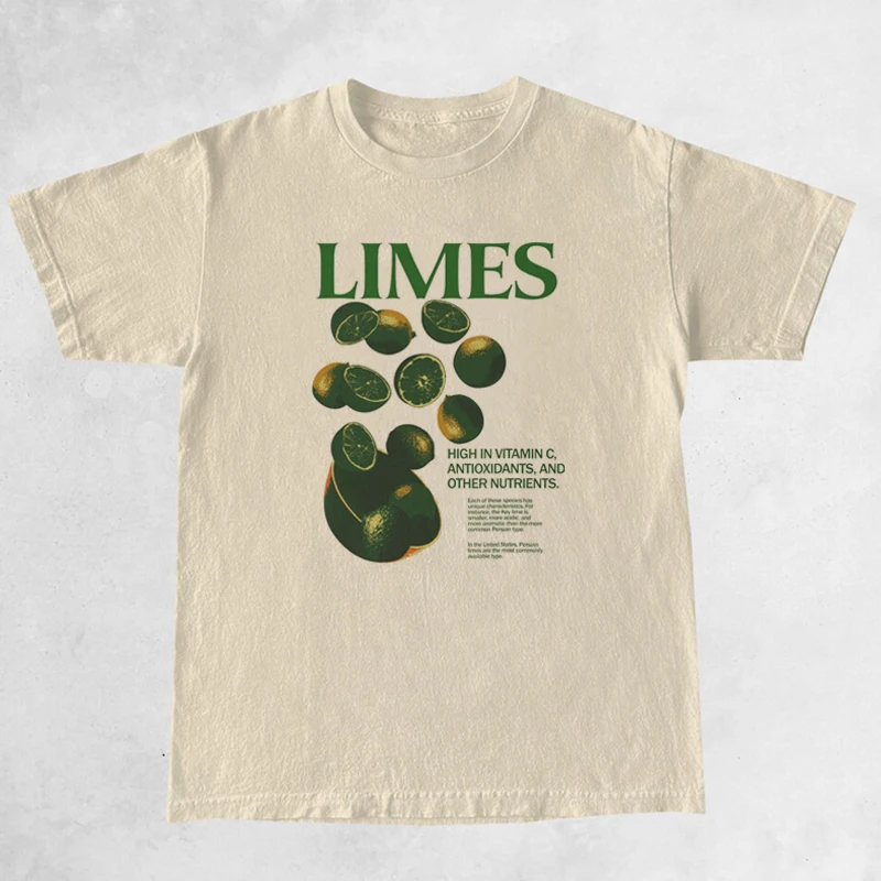 Camisetas con gráficos de Limes de estilo Retro, ropa de calle estética Vintage de gran tamaño, camisetas de moda Harajuku de manga corta, ropa para mujer
