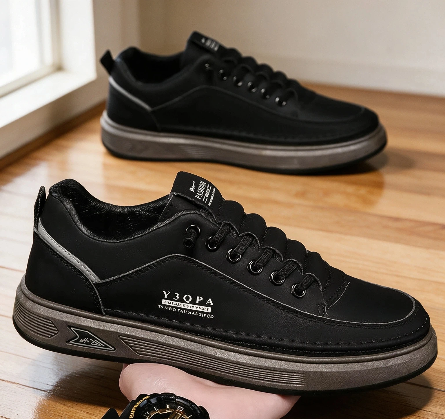 Men New Autumn Breathable White Sneakers Trendy All Match Thick Sole Casual Skate Shoes Daily Sport Footwear