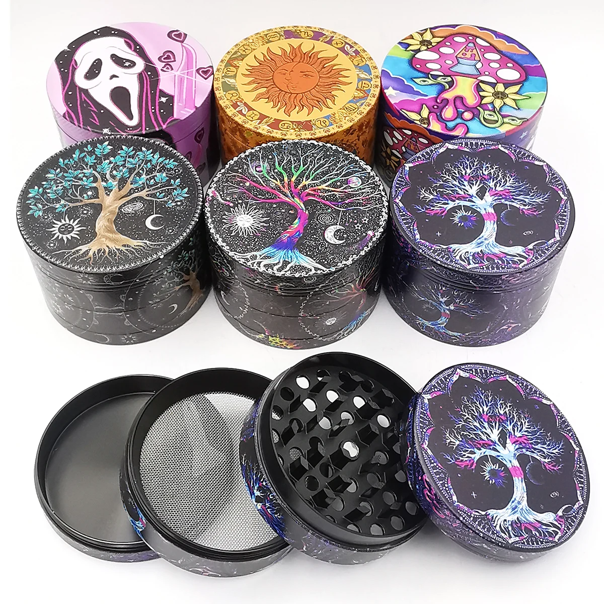 Metal Grinder Herb 4 Layer 63MM 2.5 Inches Cartoon XXL Smoke Acceesories Pattern Halloween Gift Ghost Pink