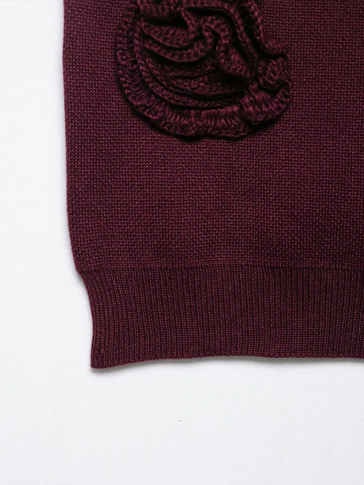 European and American style 2025 summer new women's clothing all-match blended rose applique knitted top mid-waist shorts