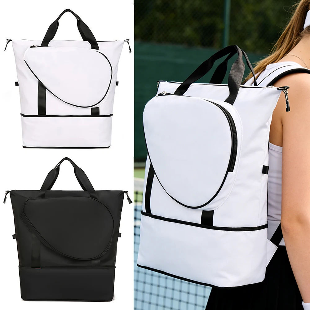 Tennis Badminton Gym Bag with Shoulder & Hand Straps, Holds 2 Rackets, Shoe Compartment & Wet Pocket, Sports Duffle Weekend Bag
