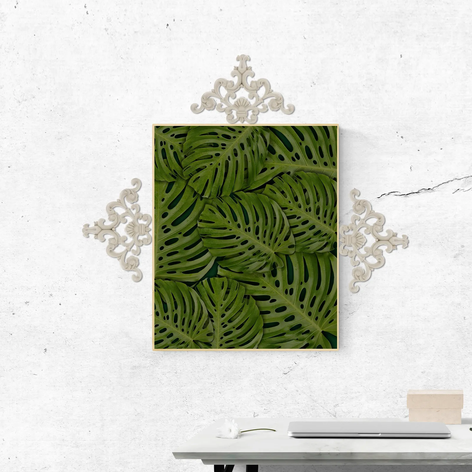 European Design PVC Carved Flower Wall Onlay Applique Unpainted Ceiling Door Cabinet Wardrobe Furniture Decorative Ornament