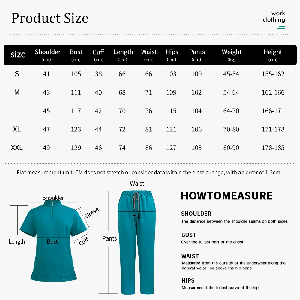 Uniforme da lavoro da medico in tinta unita Donna Scrub Uniforme medica Manica corta Clinica odontoiatrica Set infermieristico Scrub Tunica sanitaria per assistente