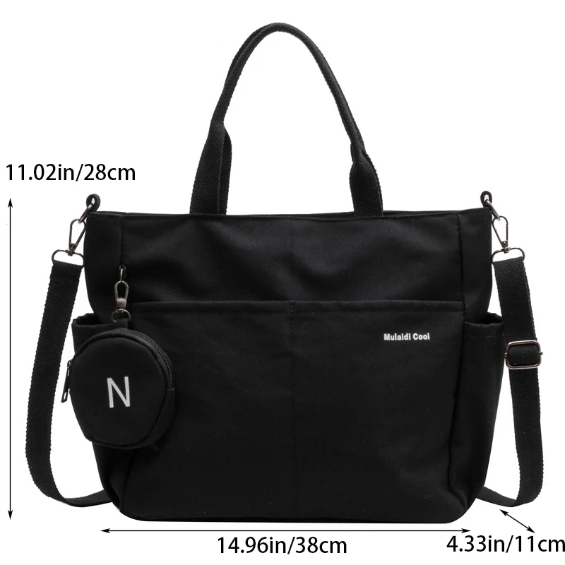 Large Capacity Nylon Women\'s Tote Bag Casual Students Shoulder Bag Travel Handbag With Coin Purse