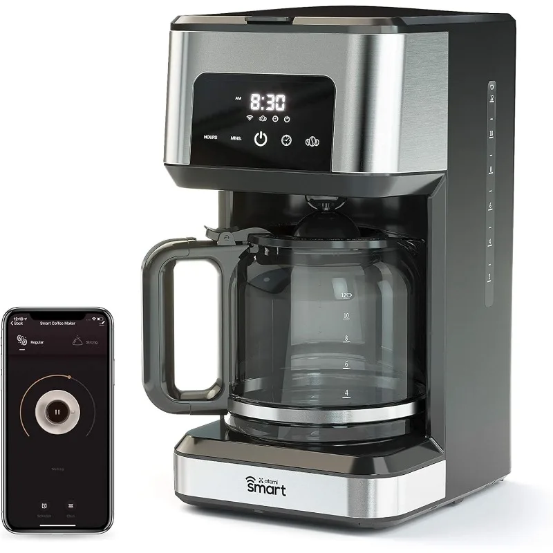 

WiFi Coffee Maker - No-Spill Carafe Sensor,12-Cup Carafe, Reusable Filter,Control with Voice or App