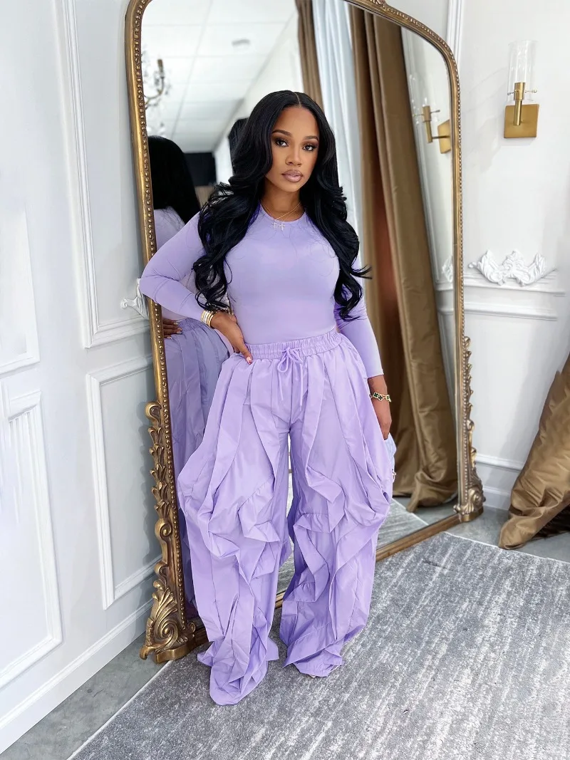 

GUWU повседневный женский облегающий топ и широкие брюки в стиле пэчворк, осенне-зимний комплект