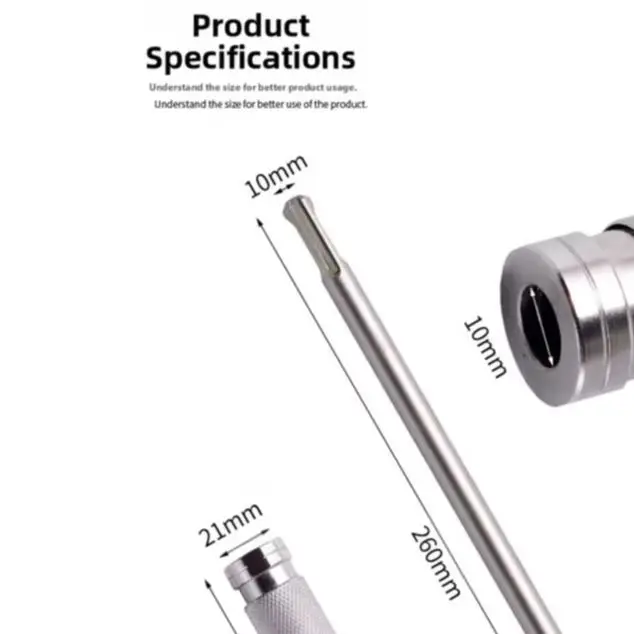 

QuickRelease 26cm Extension Rod Adapter For SDS Plus Rotary Hammer Drill For Efficient Masonry And For Impact Drilling Tasks