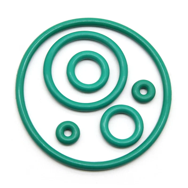 10/50 Uds FKM junta tórica verde CS3.5mm OD 10mm ~ 155mm arandela de sellado de caucho de flúor resistente al calor resistente al aceite ácido alcaloide