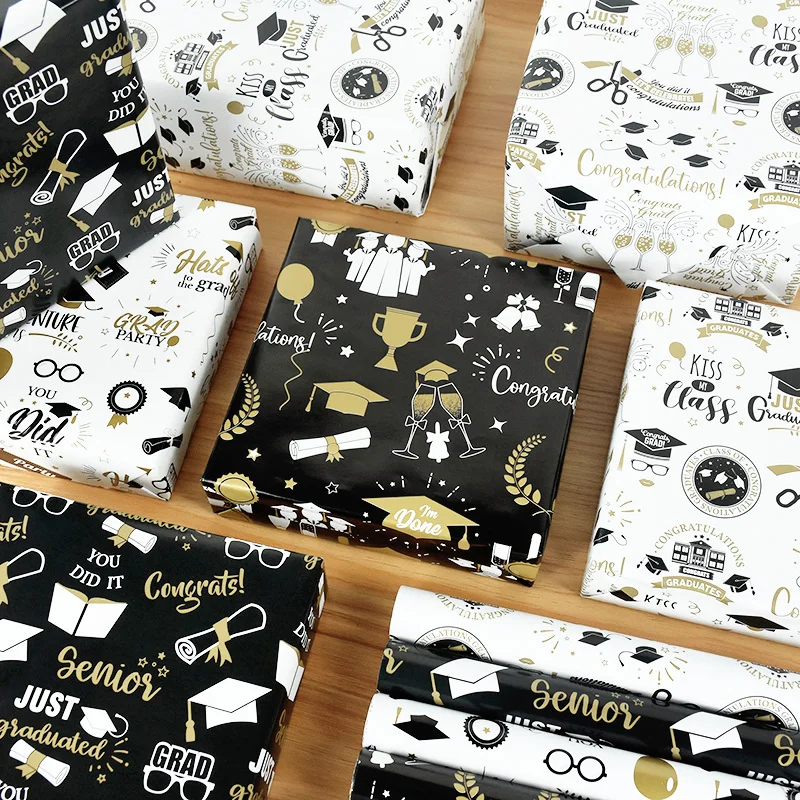 50x70cm Graduation Gift Wrapping Paper 2024 Graduation Season Souvenir Gifts Flowers Bouquet Craft Paper For Student Grad Party