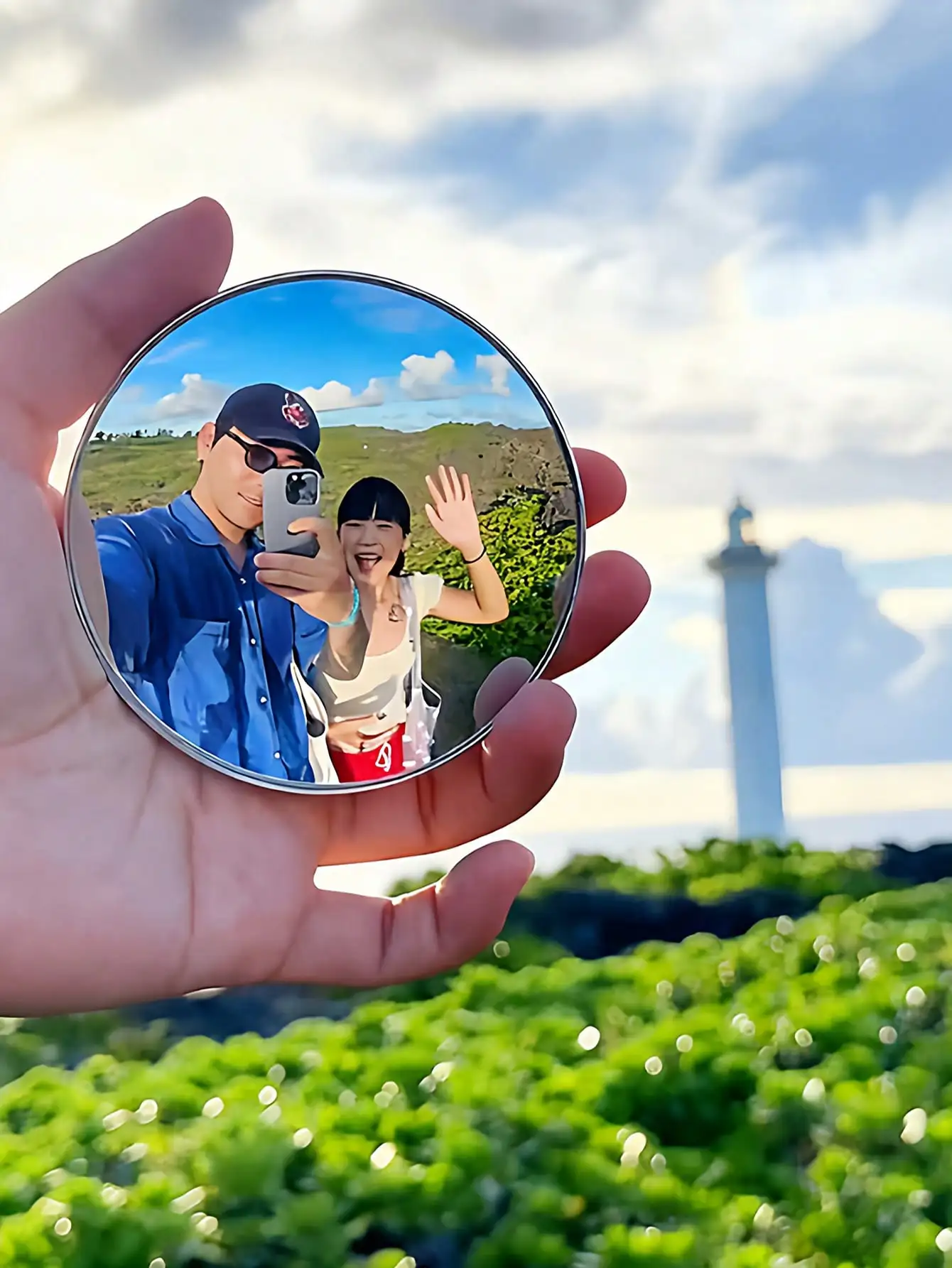 1-reisfoto mini-ronde spiegel, reflecterende spiegel, bolvormige spiegel, draagbare groothoeklens, foto- en selfie-accessoires