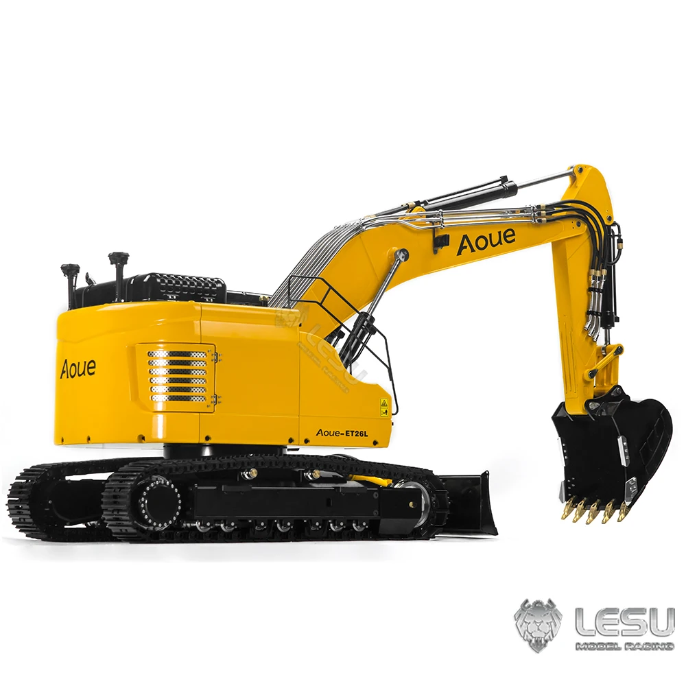 1/14 LESU Hydraulic RC Excavator ET26L 2 Arms Metal Controlled Digger Model Painted Assembled  Blade Tracked With Light Trucks