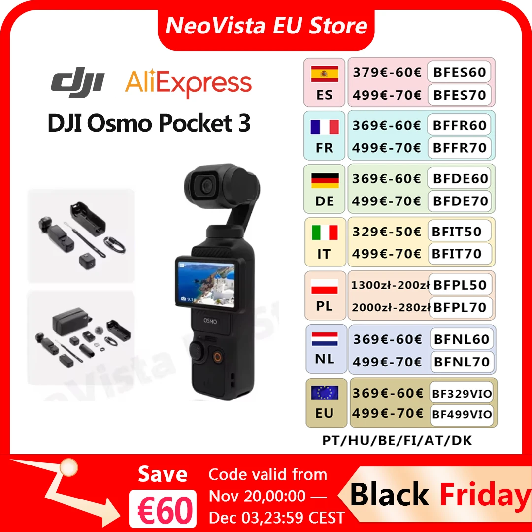 Immagine di DJI Osmo Pocket 3 Potente sensore da 1 pollice 4K/120fps Touchscreen ruotabile da 2 pollici originale nuovo di zecca in stock
