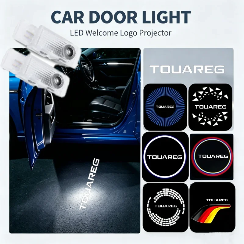 2Pcs LED Ghost Logo Laser Projector Car Door Welcome Courtesy Shadow Light For Volkswagen Touareg 2004-2010 Decor Accessories
