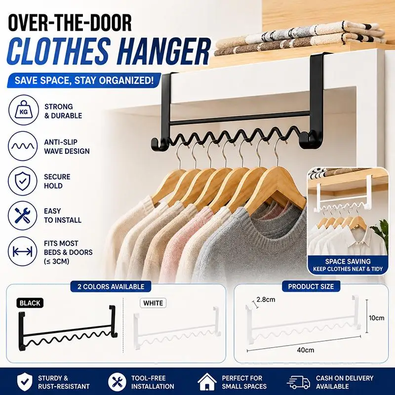 Bedside Hanging Rack Punch Free Bedside Storage Hook Wave Design Space-Saving Storage Rack Hook Hang The Upper Bed Curtain