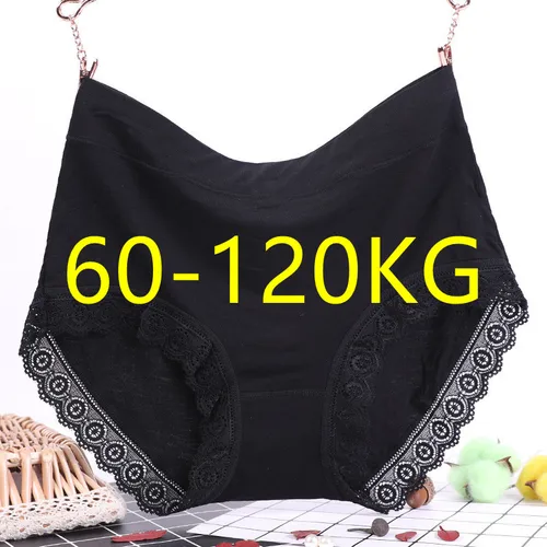 Imagen 2 del producto Ropa interior triangular de cintura alta de encaje de talla grande para mujer, 100kg, entrepierna de algodón, transpirable, sujeción del vientre, Sexy