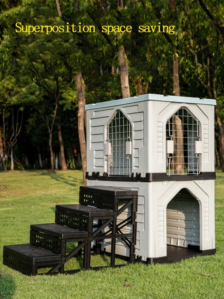 Manufacturer Golden Supplier Dog House Wood Kennel Double Indoor Air Conditioned  Run Kennel Plastic Dog Kennel with Roof