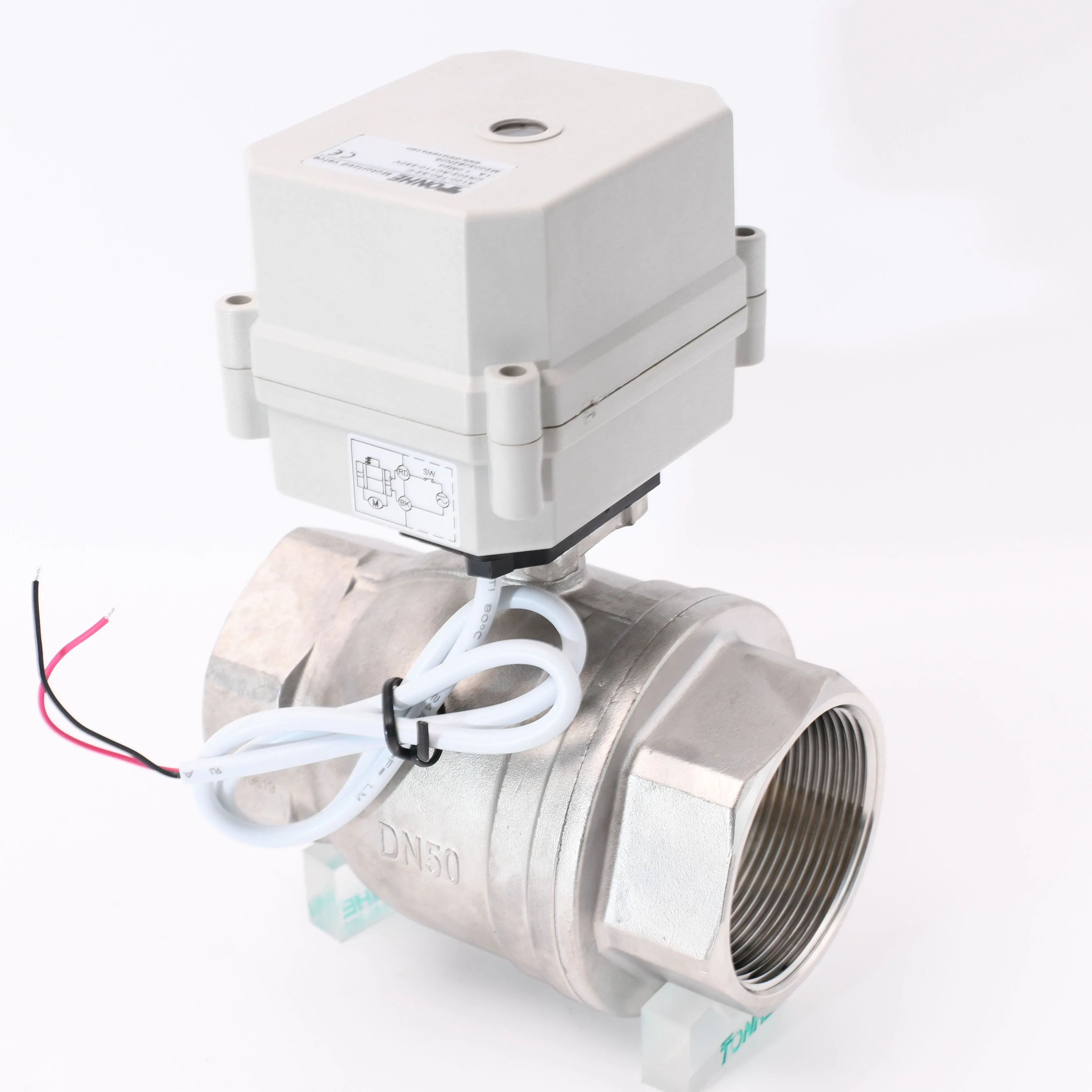

Tonheflow Stainless Steel Material 2 Way 2 Inch 12V Motorized Valve Electric Valves Controller Electric Water Valve