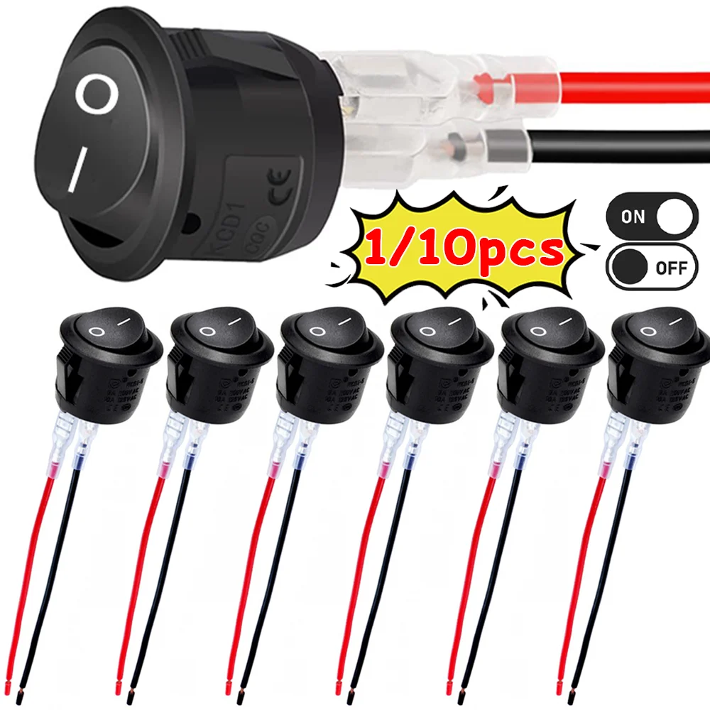 1-10 Stück 20mm Runder Praktischer Joystick-Schalter SPST 2-Pin Einbau-Ein-Aus-Kippschalter Universal 12V für Auto, Wohnmobil, Boot 2028