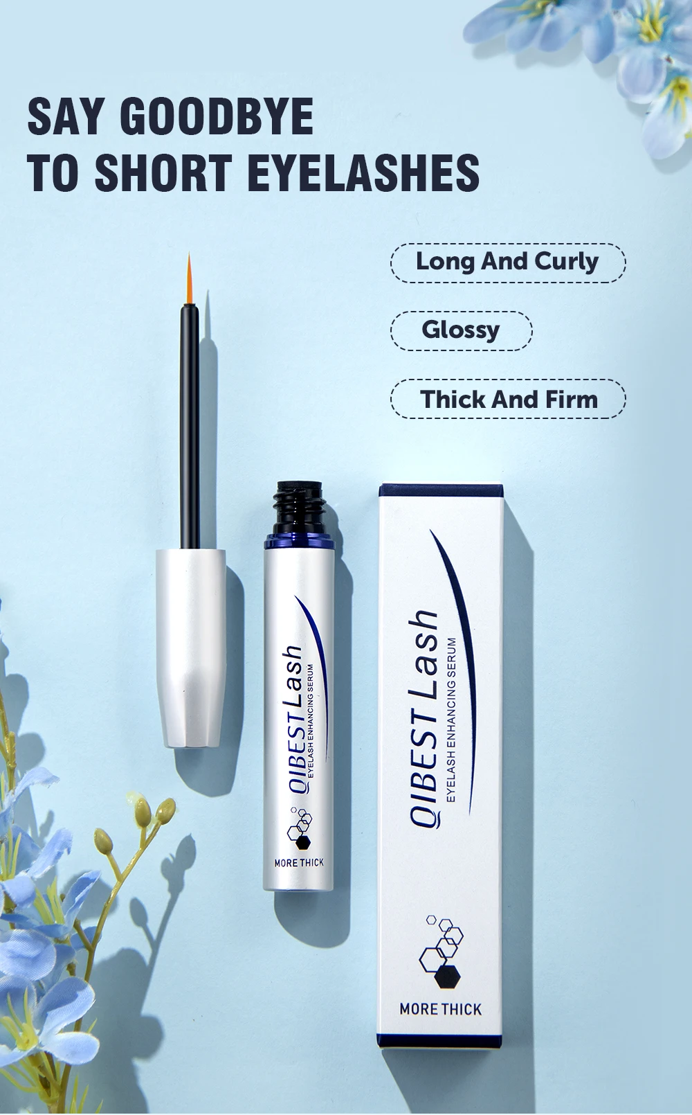 QIBEST Wimpernwachstumsserum Feuchtigkeitsspendendes Flüssiges Wimpernserum Verlängerndes Make-up Volleres Augenbrauenserum Wimpern-Kosmetik – Detail 8