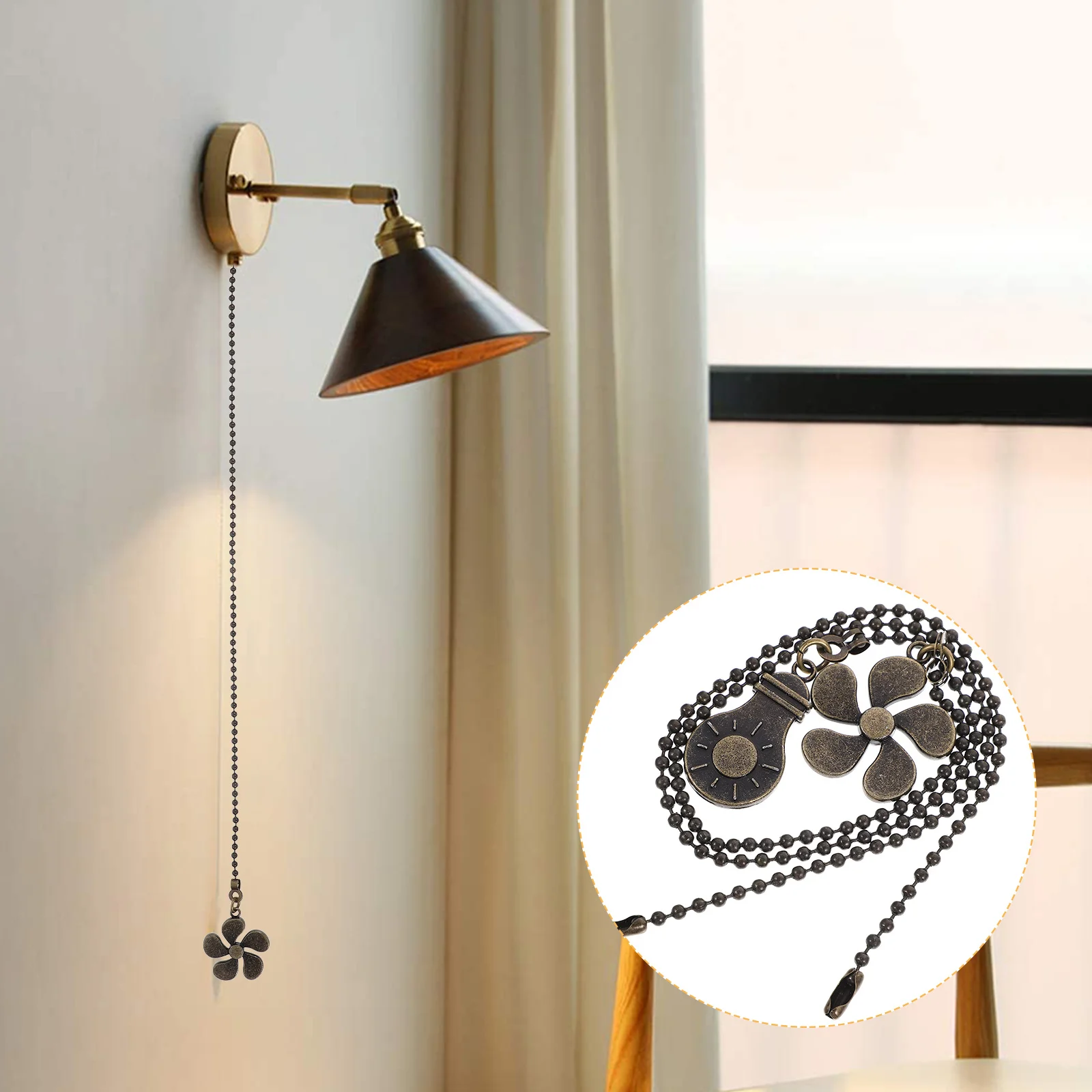 

2pcs Beaded Fan Pull For Ceiling Light Durable Ball Hanging Fan Chain Lamp Pendant Decorative Accessory Pull Chain