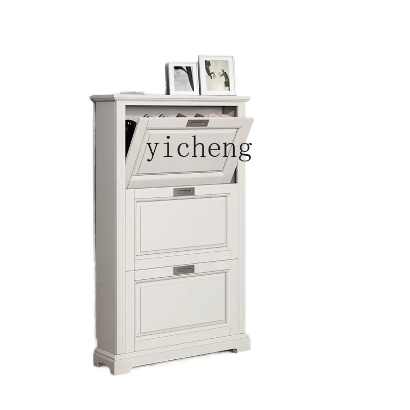 

ZZXL solid wood large-capacity tipping bucket ultra-thin shoe cabinet household entrance foyer
