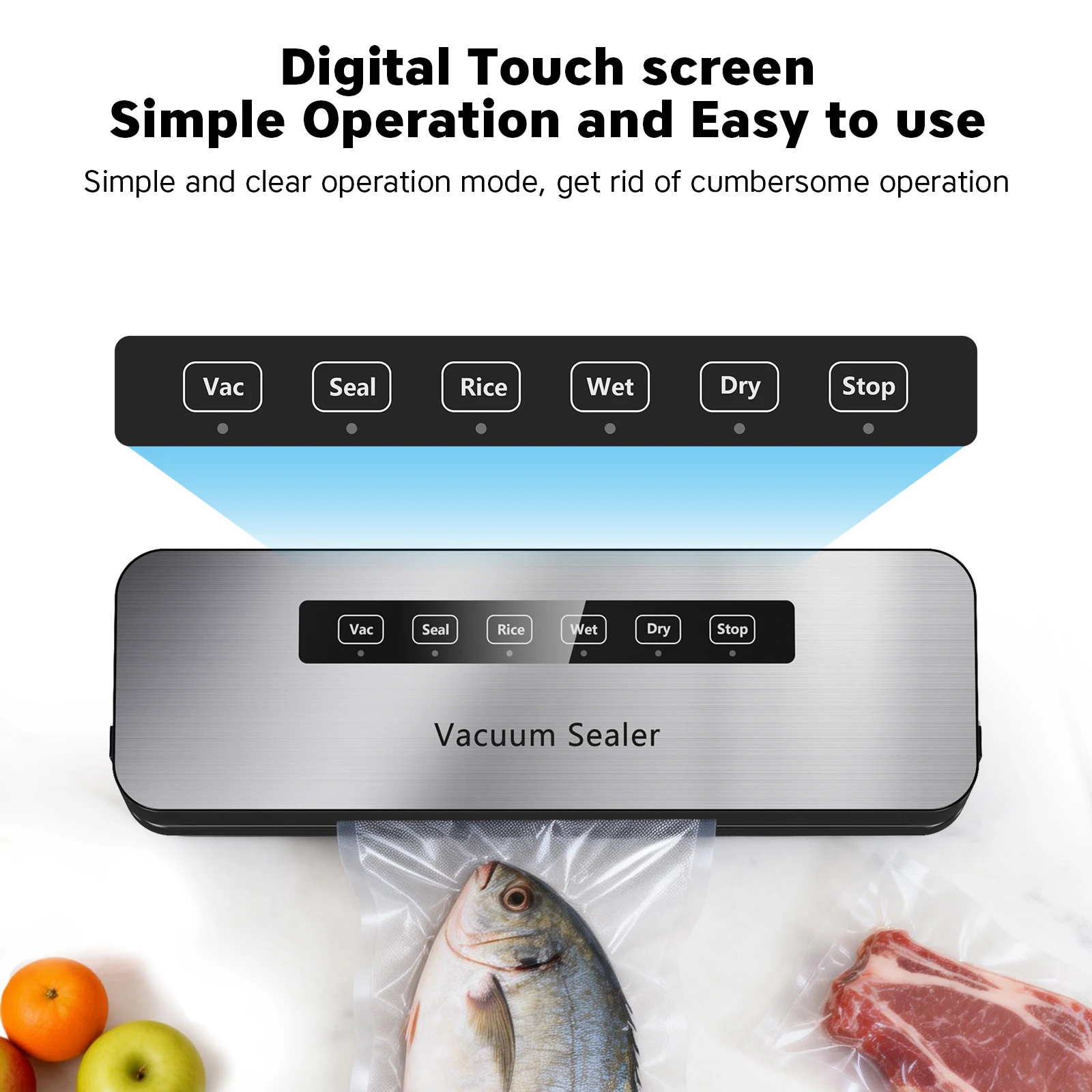 

Автоматический вакуумный упаковщик для продуктов с 6 кнопками, для домашнего использования, с двумя режимами (сухой/влажный) и функцией классификации для хранения в холодильнике