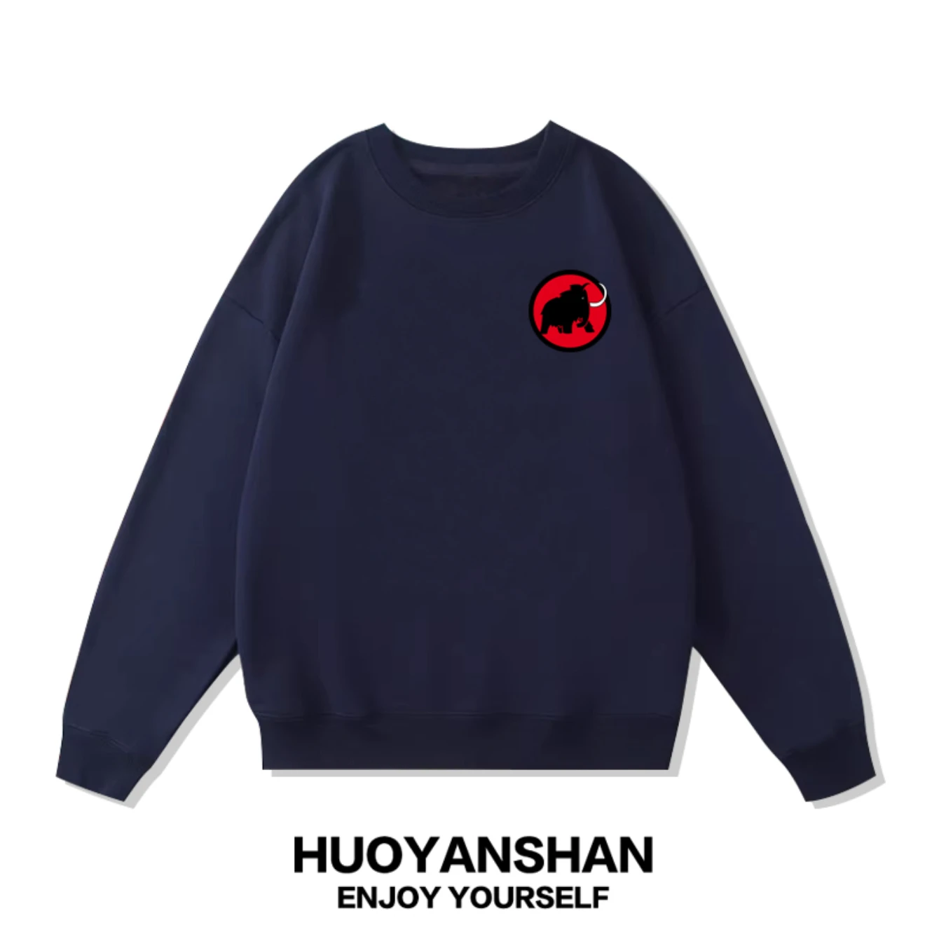 Elephant Crew Neck Sweatshirt for Men, Outdoor Autumn and Winter Sports Top, Casual American Retro Couple Clothing Trendy